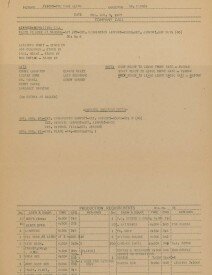 Film Call and Requirement Sheet 1945