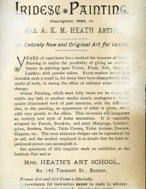 “Entirely New and Original Art for Ladies” 1884