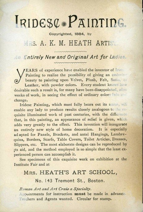 “Entirely New and Original Art for Ladies” 1884